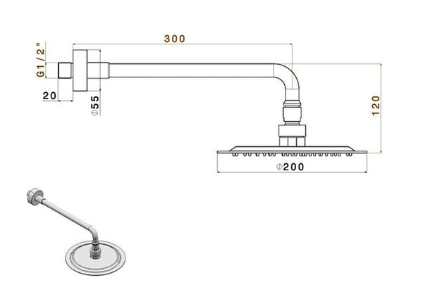 Van Marcke Ondine bras de douche avec douche de tête noir mat