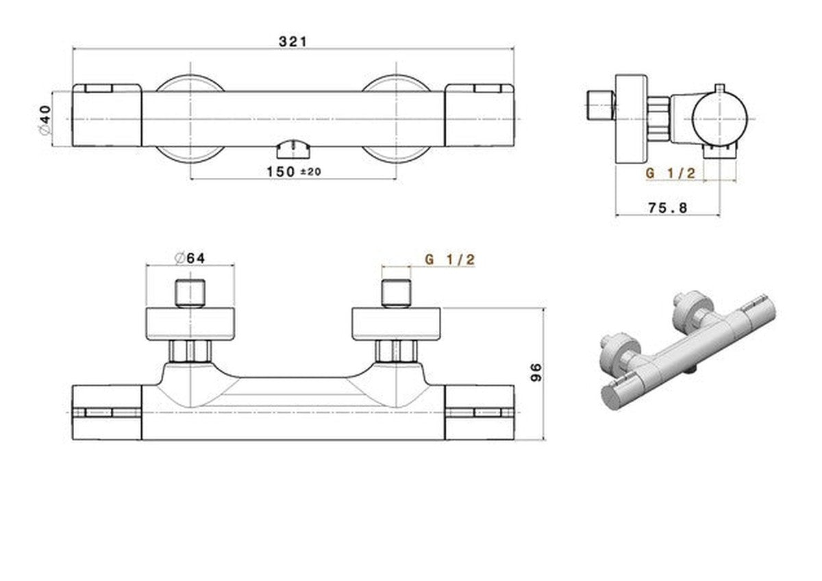 Van Marcke Nero II mitigeur douche thermostatique nickel brossé