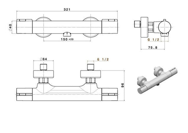 Van Marcke Nero II mitigeur douche thermostatique nickel brossé