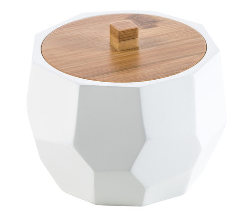 Van Marcke Collection Natural Raja Cotton Pad Holder 105x90mm Resin/Wood White