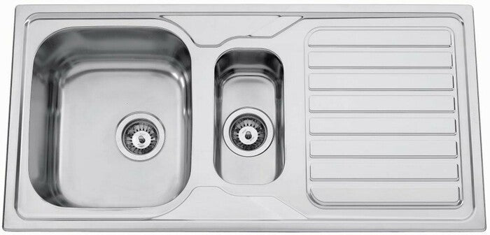 Intro Médoc 1.5 bowl polished stainless steel inset sink with drainer 100x50cm reversible with