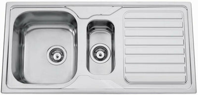 Intro Médoc 1.5 bowl polished stainless steel inset sink with drainer 100x50cm reversible with