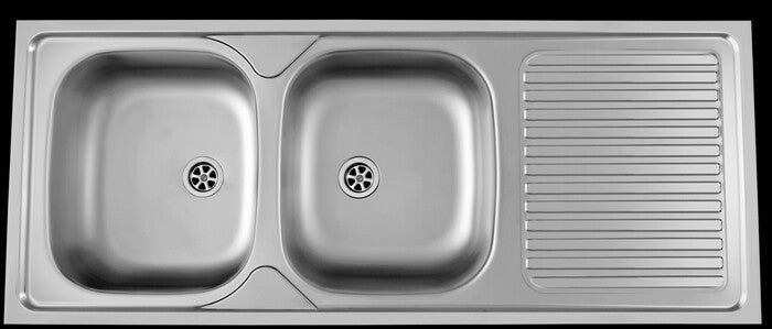 Intro Merlot spoelbak 2 bakken omkeerbare inox afdruipbak 1200x500mm