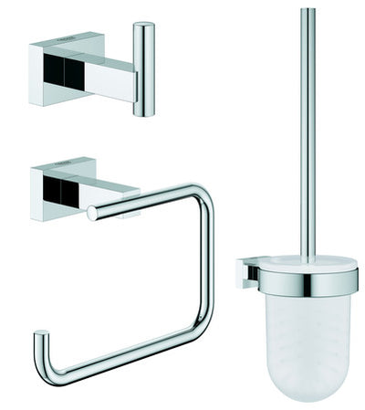 Ensemble WC Grohe Essentials Cube Porte-balai et Crochet Chromé