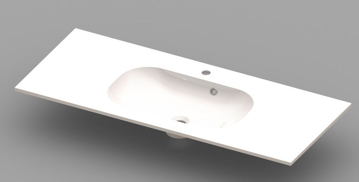Van Marcke Ovum tablette avec 1lavabo 600x500x200mm blanc marbre artificiel