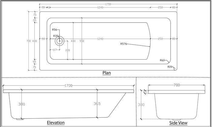 GO by Van Marcke Baldino Built-in bathtub 1700 x 700 mm