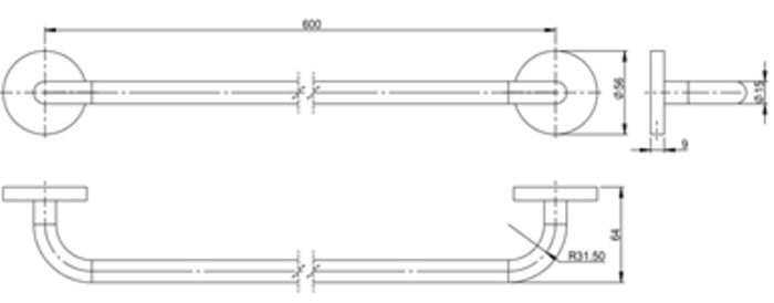 Van Marcke Nero handdoekrek 60cm mat zwart