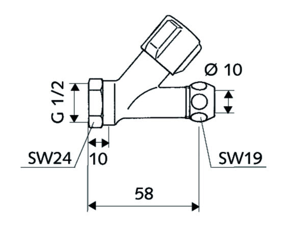 Schell robinet d'équerre à siège incliné 1/2"M x 3/8"M