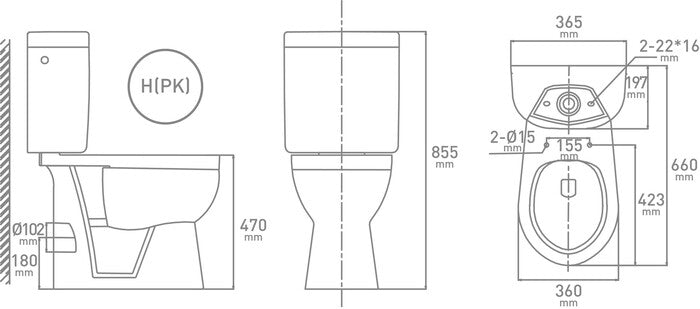 Staand verhoogd toilet GO Van Marcke Rhone