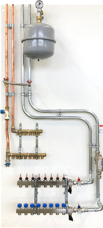 Pre-assembled panel for heat pump expansion tank dirt filter sanitary SYSTEMPEX CPS Schütz