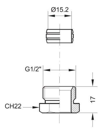 intro raccord de connexion 1/2" M eurocône cuivre 15 mm par pièce