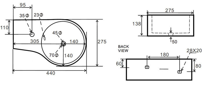 Van Marcke Origine Bali II lave-mains 440 x 275 mm trou de robinet à gauche