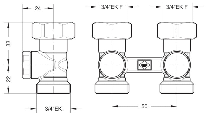 intro bloc-H floor twin-pipe radiators 3/4" Eurocone