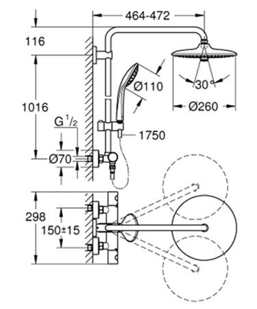 Système de Douche Grohe Euphoria 260 - 3 Jets